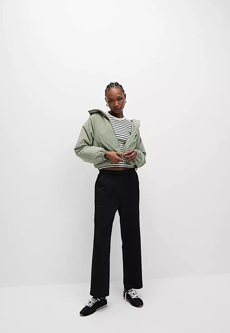Denim Jersey Straight Leg Trousers
