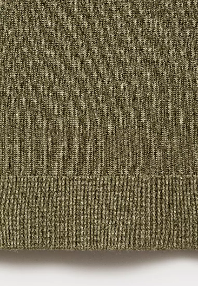 Cotton-Blend Ribbed Polo Sweater