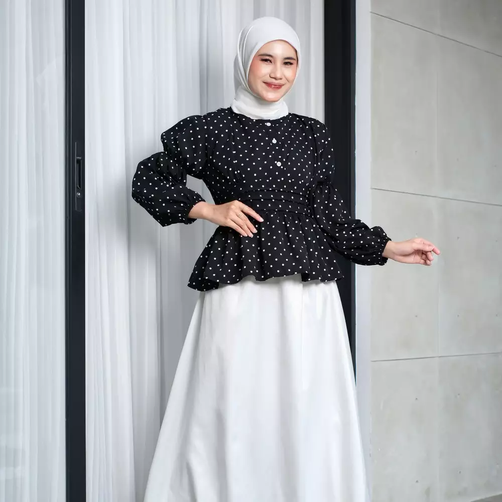Leoni Blouse Polkadot - Polka Black M20084 R36S3