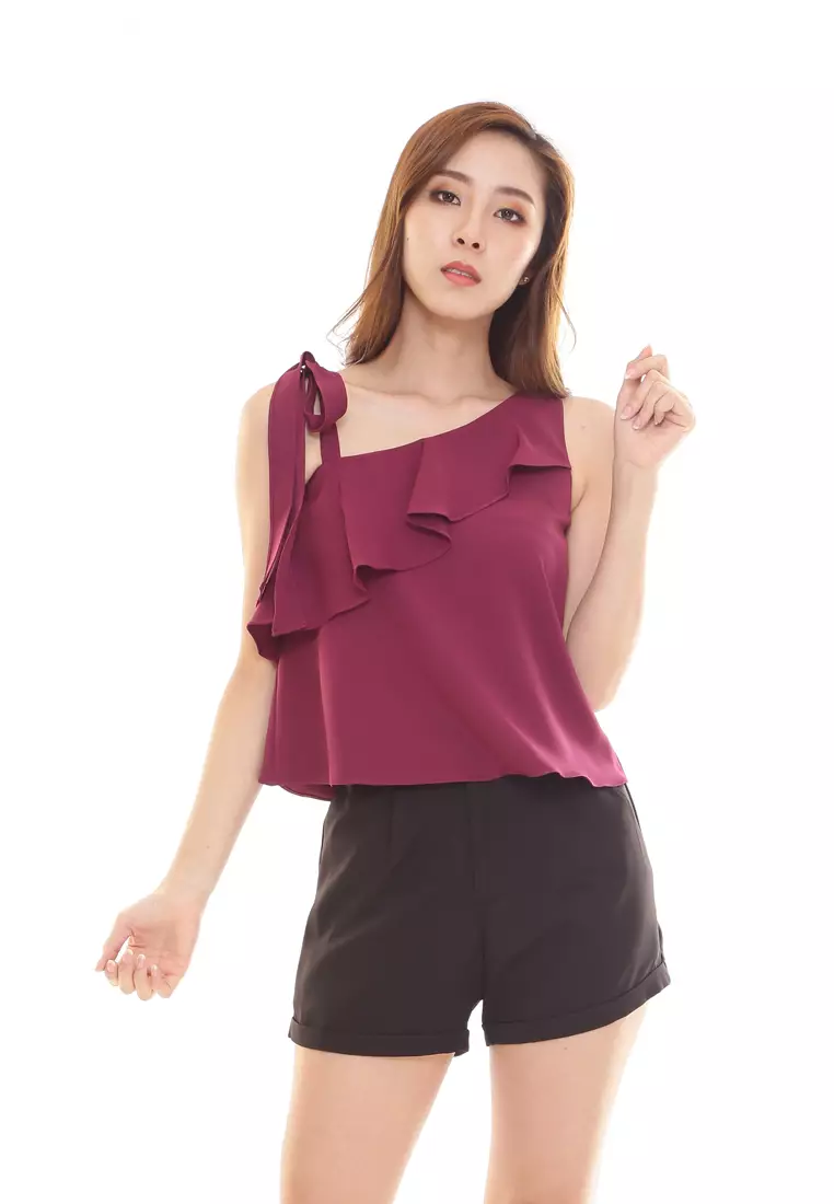 Stella Top Self-tied up Ribbon in Purple