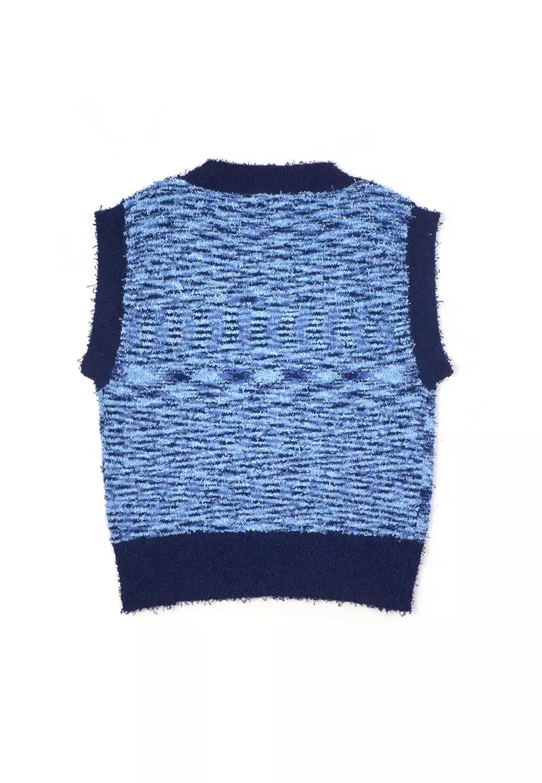 3Second Suri Sweater Knit V-Neck Vest Multicolor C081223