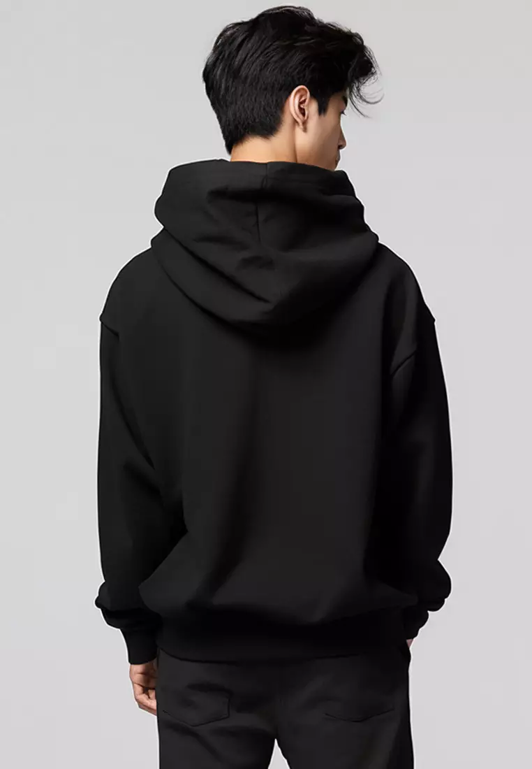 MTD93F Hoodies Premium ScubaLux Anti Kusut Waterproof "Katakana Underline" Hitam