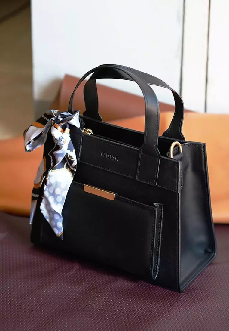 Vedlyn Gwen tas wanita terbaru model top handle bag - Black