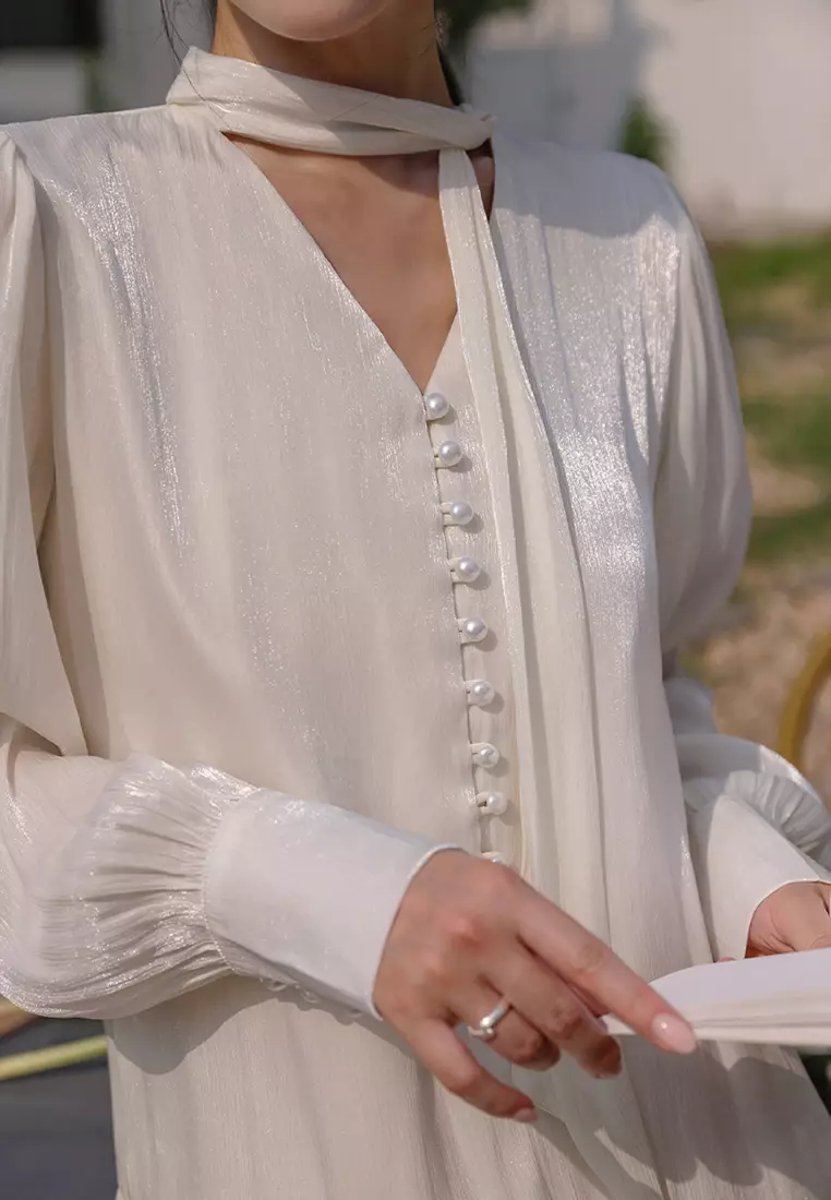 Neck Scarf Long Sleeve Dress