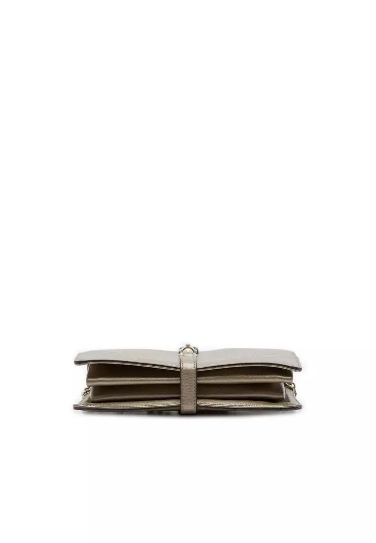 Pre-Loved Gucci Metallic Pebbled Calfskin Piston Broadway Evening Bag