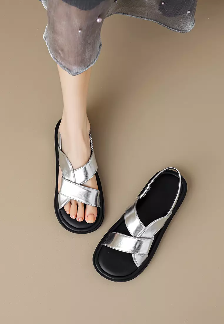 Simple Microfiber Leather Rome Sandals WW393-3
