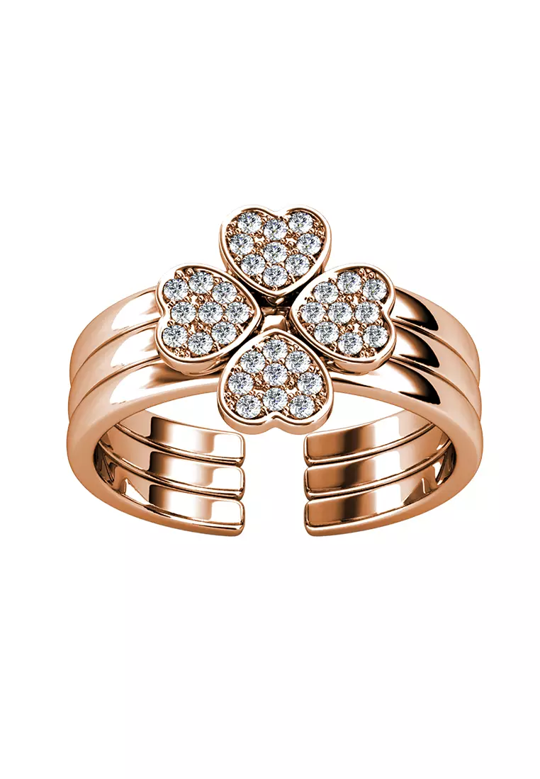 Tri Clover Ring RG - Cincin Crystal Premium by Her Jewellery