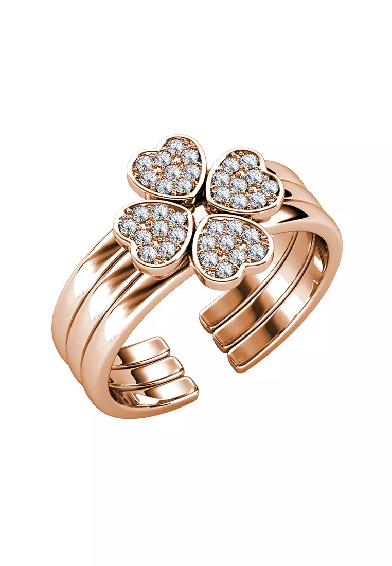 Tri Clover Ring RG - Cincin Crystal Premium by Her Jewellery