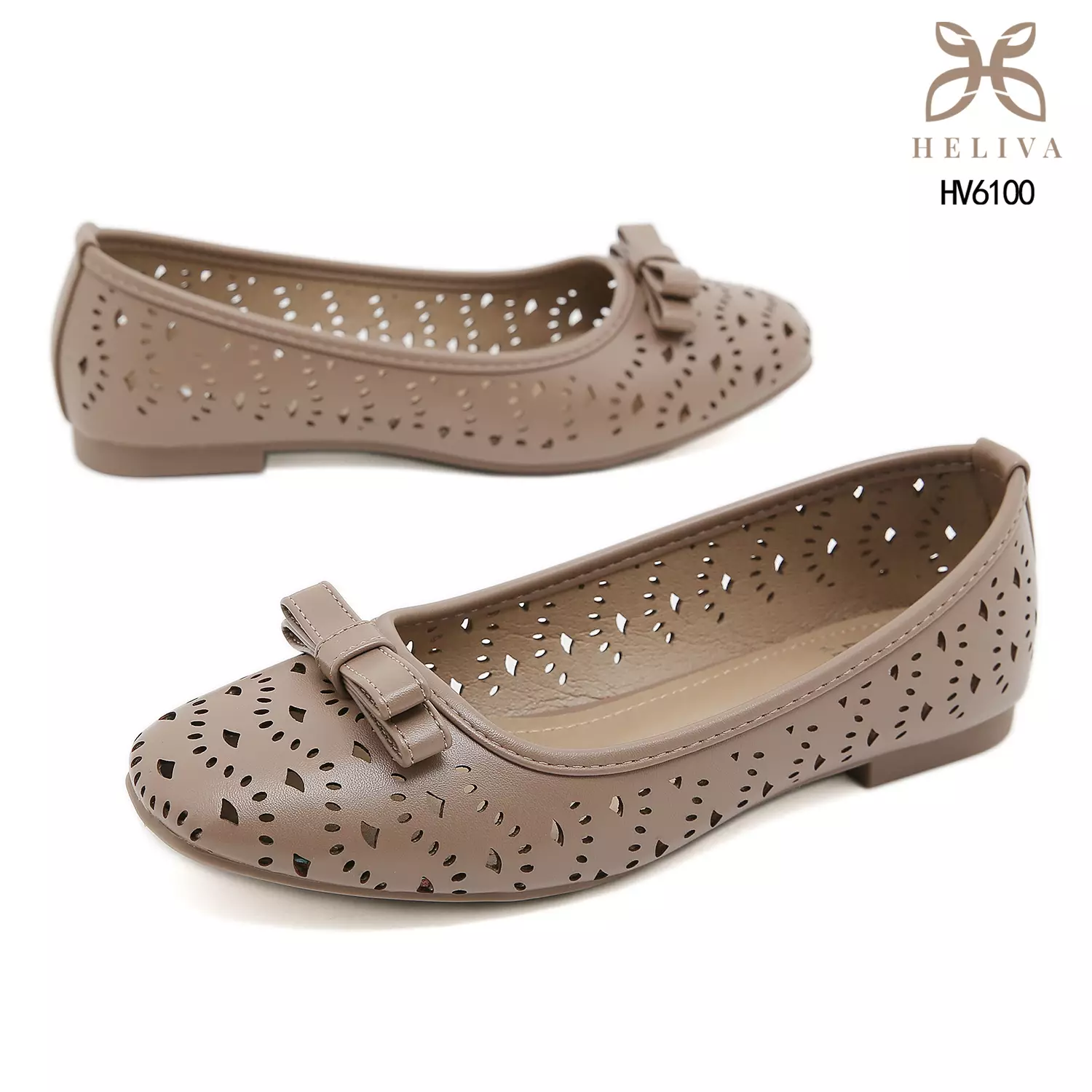 Heliva Lovina Laser-Cut Ballerina Flats with Sweet Bow Accent HV6100