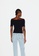 Sisley black Bare-shoulder cut-out t-shirt 63928AA1C177F2GS_2
