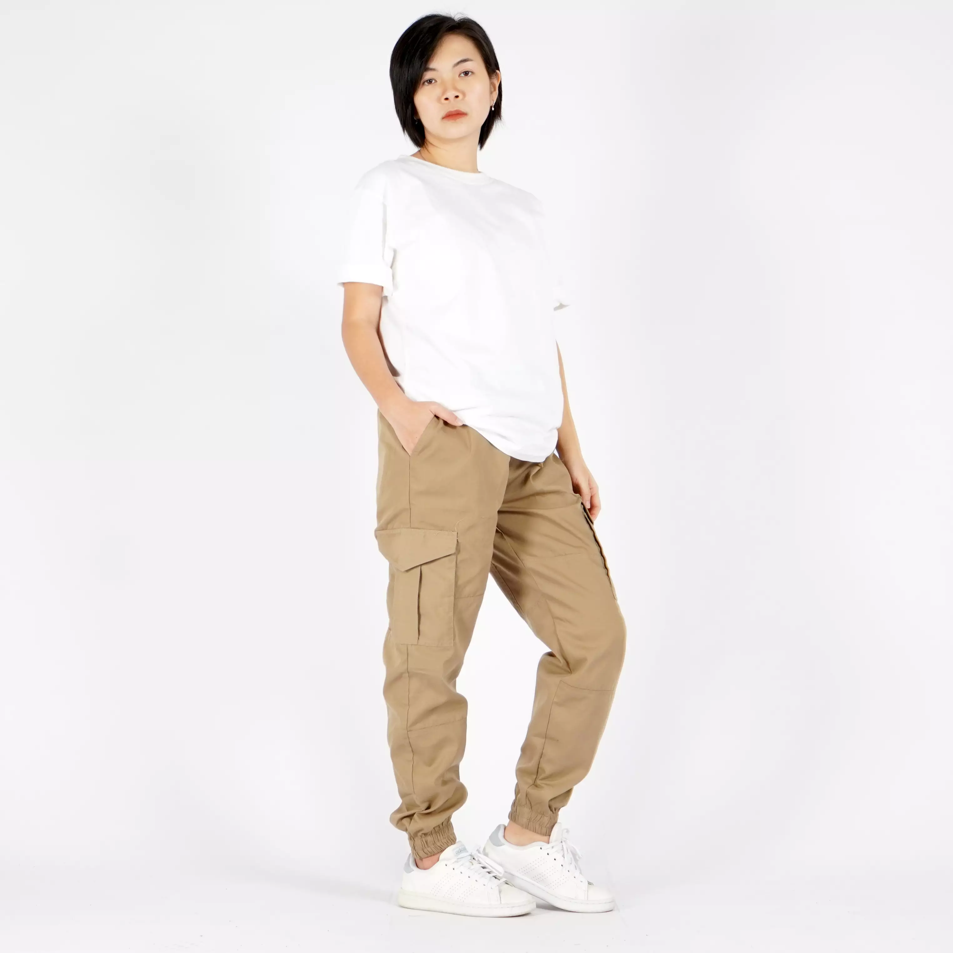  DIVA Celana Cargo Wanita Cargo Jogger Pants Wanita - KREM