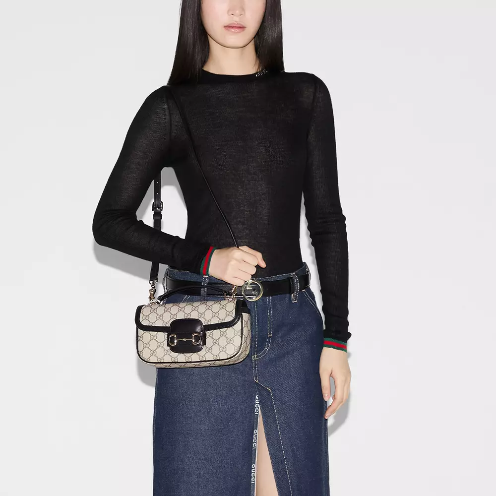 [4.4PRIL KEJUTAN HARGA] Horsebit 1955 Soft Small Top Handle Bag Beige Ebony Black