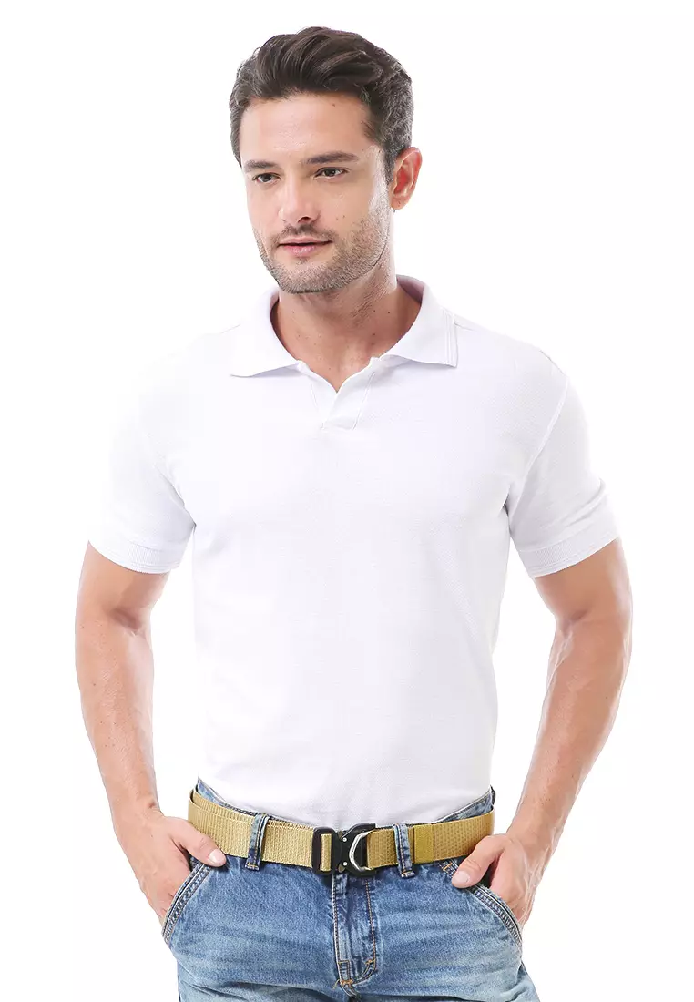 Ilo Aksesoris Fashion Pria Casual Belt Desain Simple Ikat Pinggang Material Canvas ORIGINAL - Cream