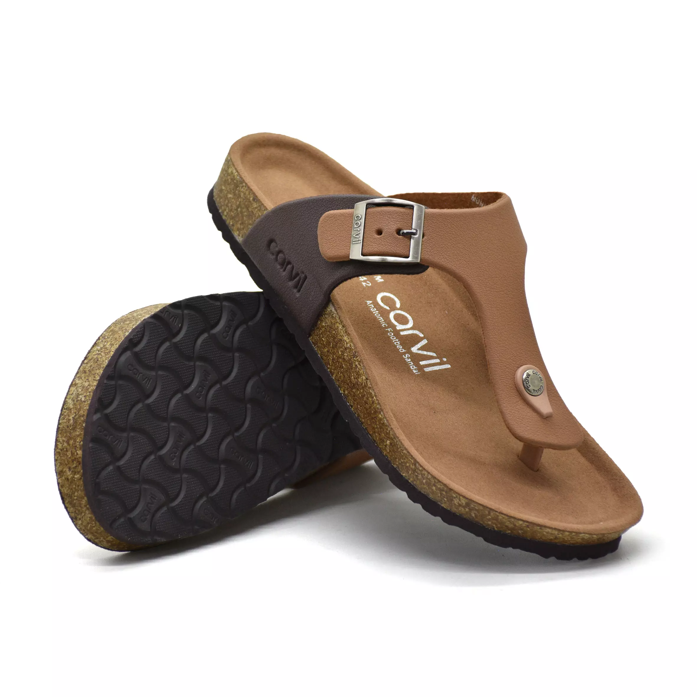 Carvil Sandal Pria Munich-01 M Stone/Dark Brown
