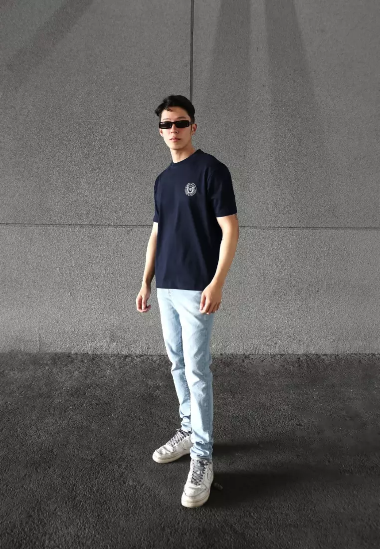Kale Evan Navy / Cotton Cloudy / Kaos Boxy Fit / Kaos Korea / Atasan Kaos Pria / Kaos Basic Pria