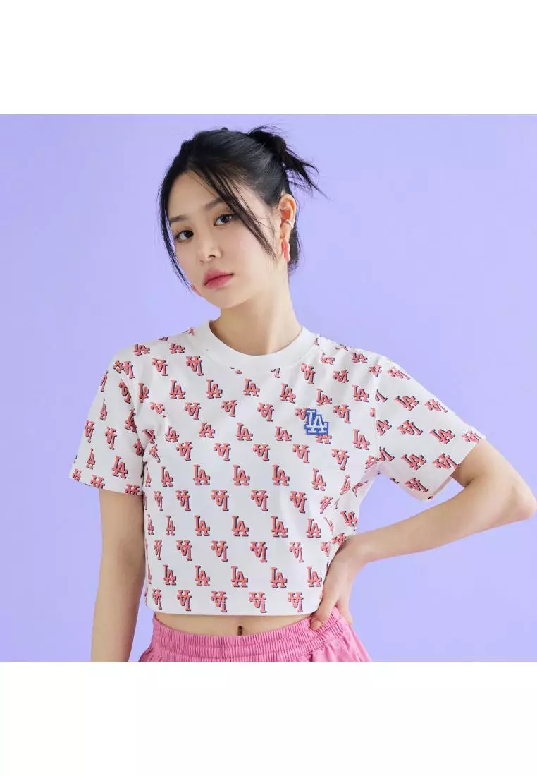 MLB WOMEN'S CLASSIC MONOGRAM CROP T-SHIRTS LOS ANGELES