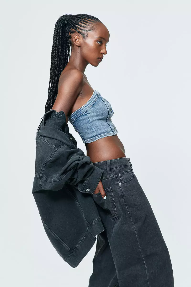 Denim bustier top