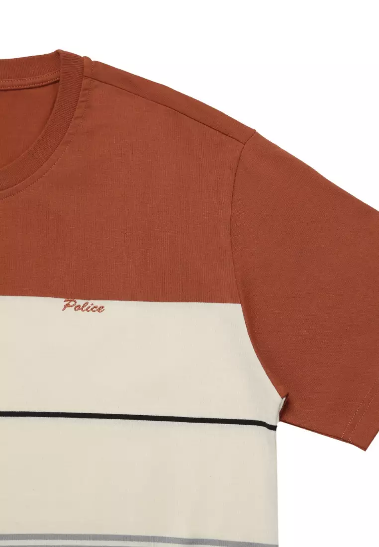 POLICE T-Shirt Salur Bordir Cotton Premium Tebal Pria 53028
