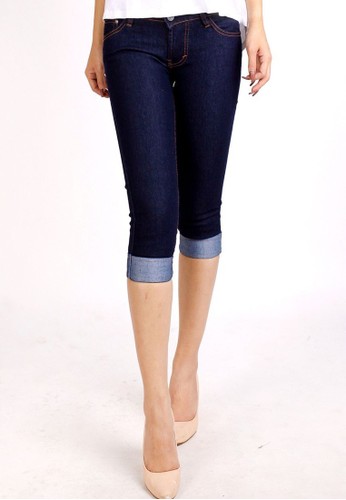 Jual Evernoon Celana Wanita 7 8 Jeans Stretch Mid Waist Kali Lipat Stik Balik Biru Dongker Original Zalora Indonesia