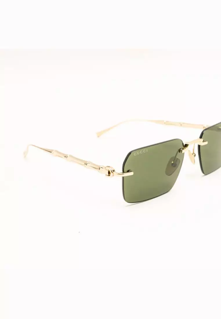 Jual Gucci Frameless Rectangular with Shiny Gold Toned Metal Sunglasses ...