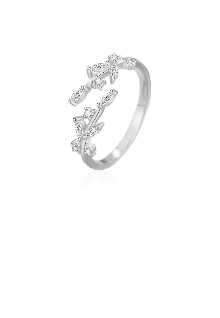 Buy Glamorousky 925 Sterling Silver Simple Fashion Leaf Adjustable