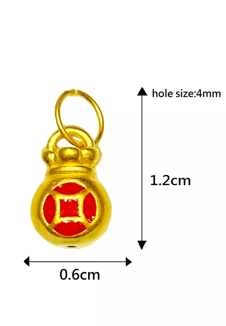 [SPECIAL] LITZ 999 (24K) Gold Money Bag Pendant with Stainless Steel Leather Choker Necklace EP0283-AC (0.19g+/-)