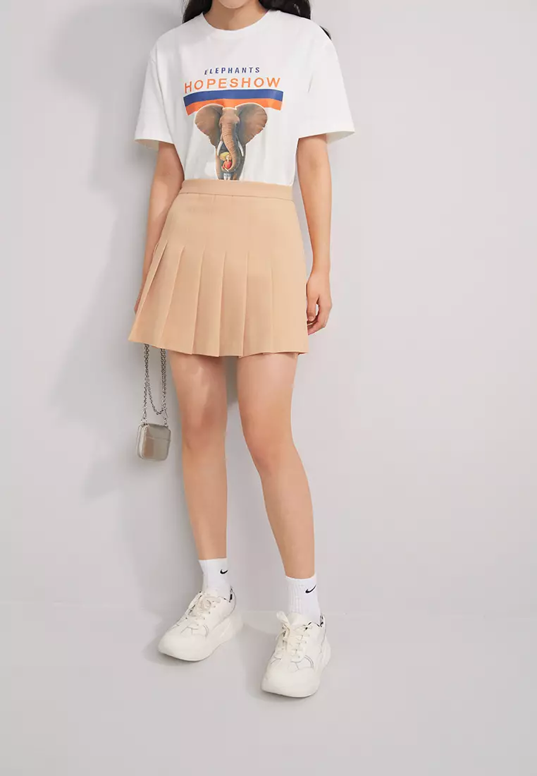 High Waist A-Line Pleated Mini Skirt