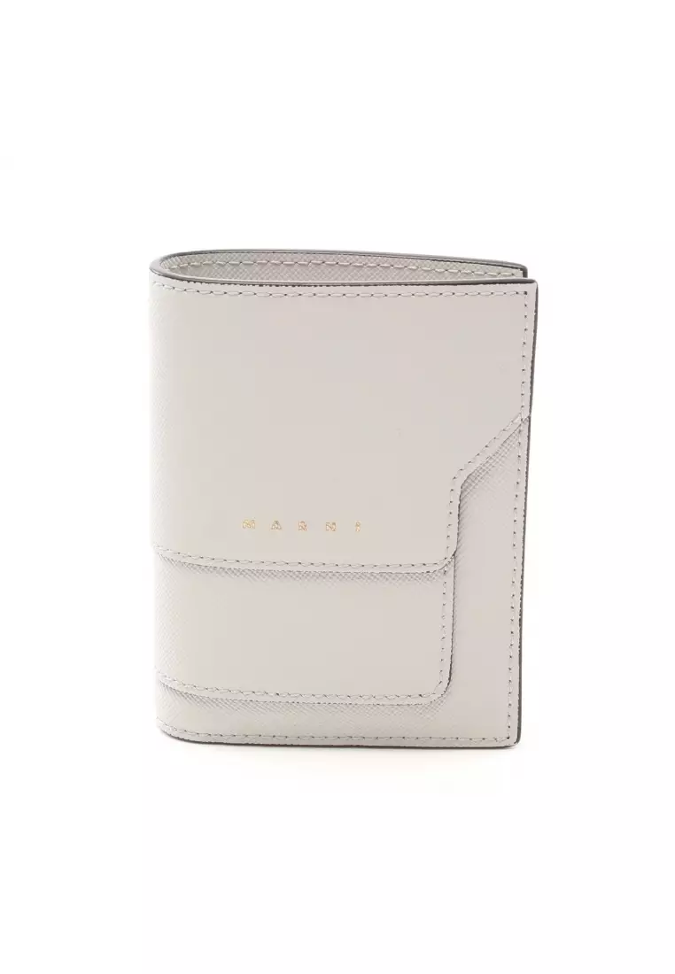 Pre-loved MARNI bifold wallet Bi-fold wallet leather Light gray