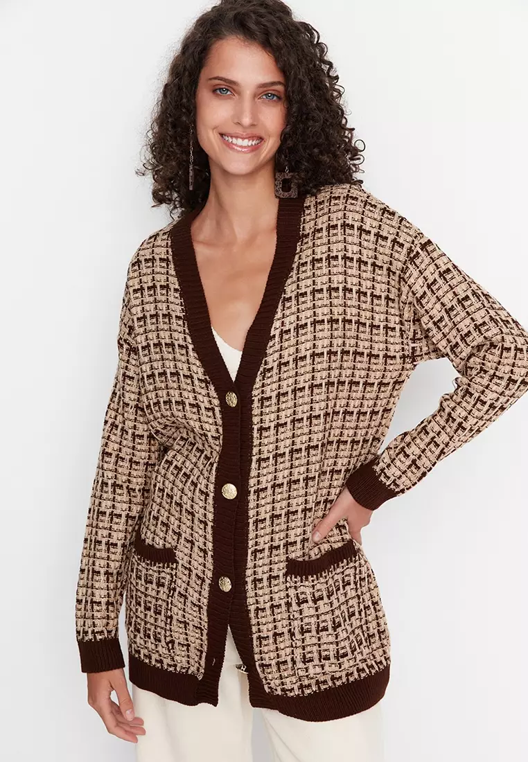 Tweed Look Knit Cardigan