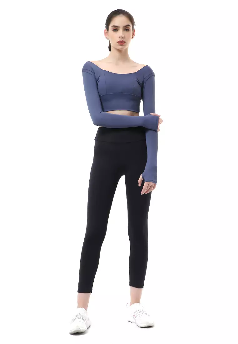 Mikayla One Set Pakaian Olahraga Wanita Atasan & Celana Panjang Kombinasi Warna Material Polyester ORIGINAL - Navy Black