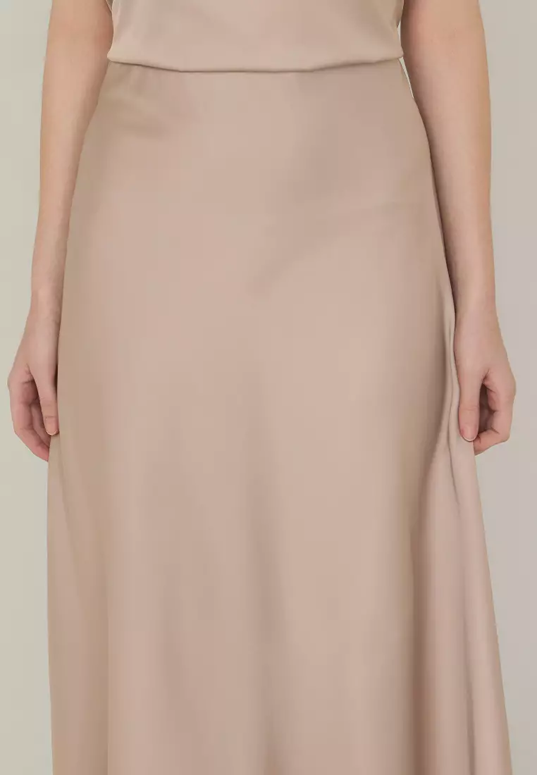Jianna A-Line Maxi Skirt in Satin Fabric
