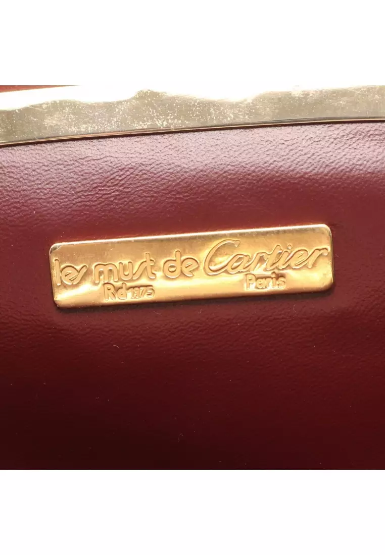 Pre-Loved Cartier mast line Shoulder bag leather Bordeaux