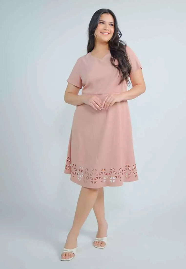 Milly Plus Size Leilah A-line Dress with Laser Cut