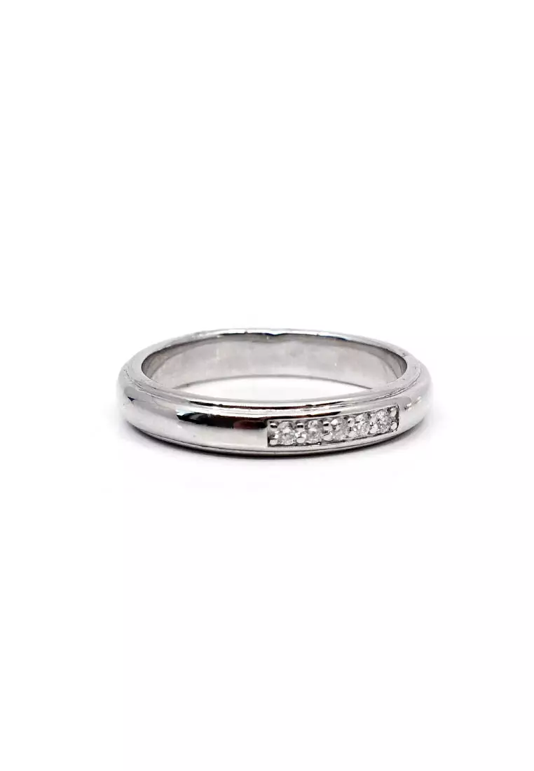 18K Locally Made White Gold Lady Ring with Diamonds