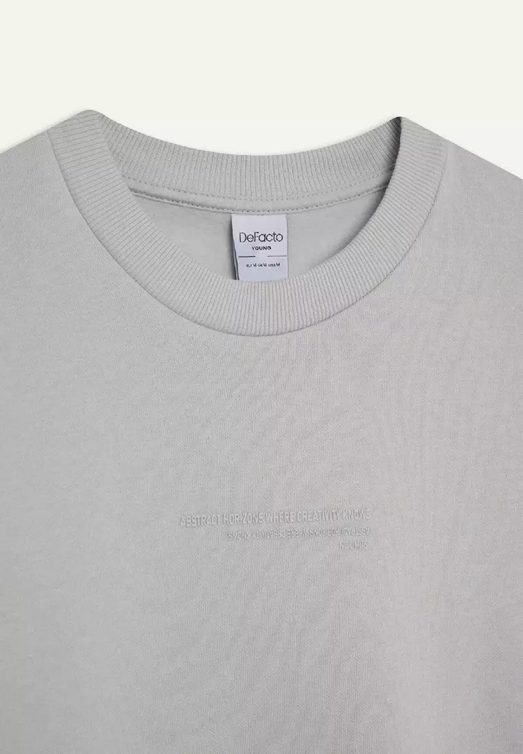 Boxy Fit Crew Neck Printed Sweatshirt