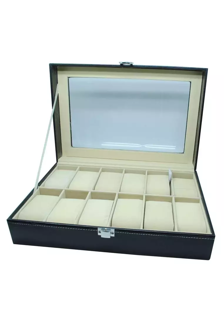 Box Kotak Jam Tangan Luxury Design 12 Slot Secure Lock