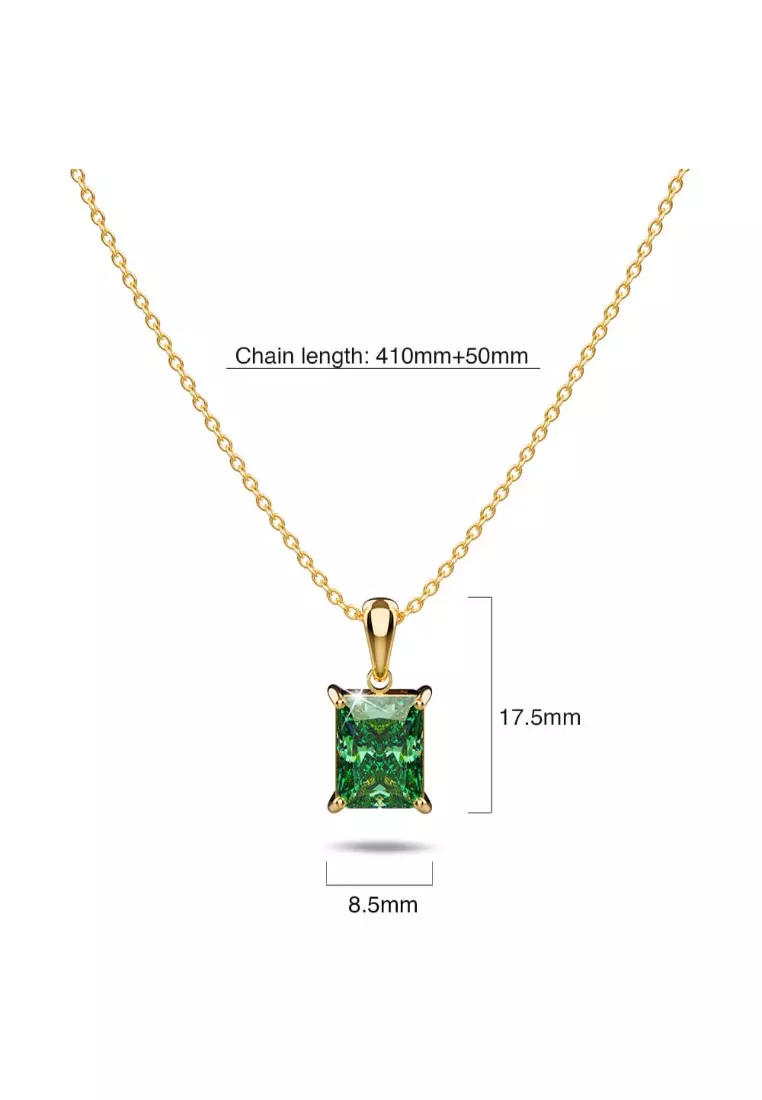 Emerald Green Robyn Rectangular Pendant Necklace