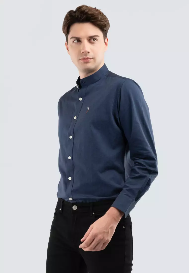 100% cotton mandarin collar shirt - Man