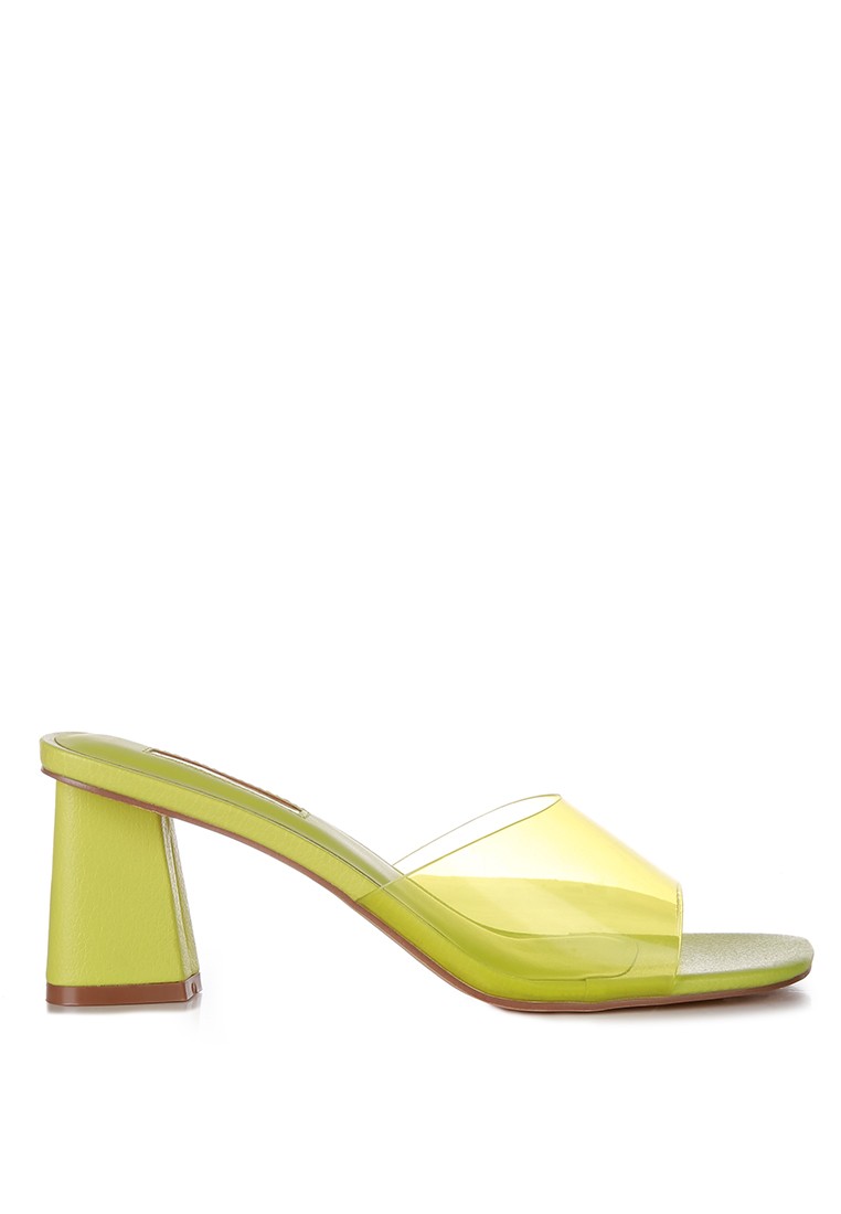 Lime Clear Strap Slip On Mules