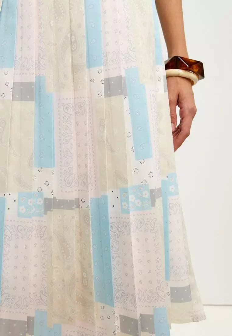 Pleated Graphic Print Skirt - Print