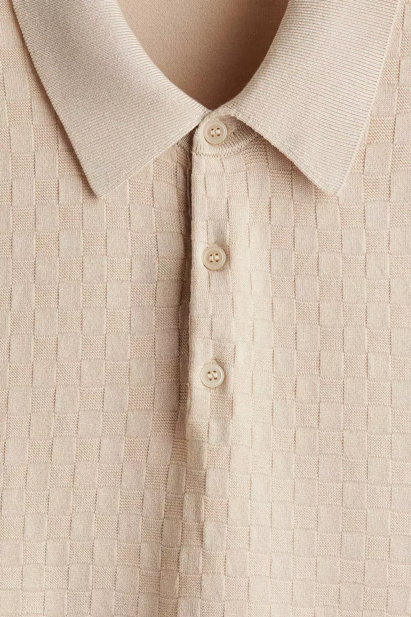Slim Fit Textured-knit polo shirt