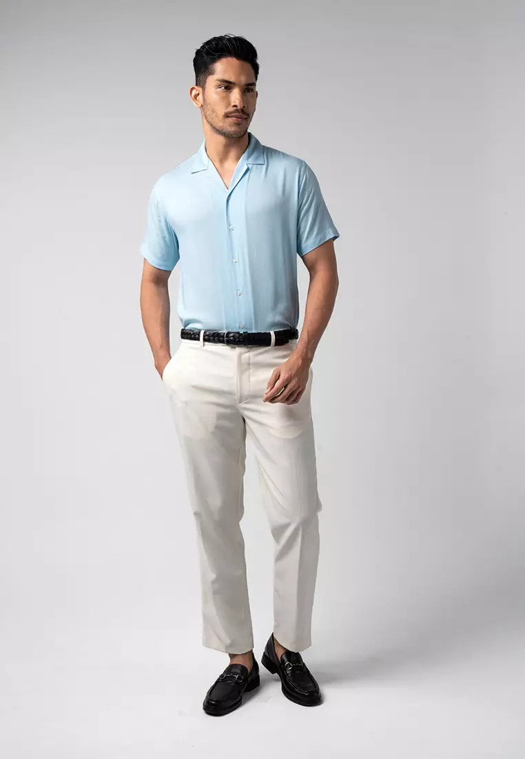 Cuban Viscose Soft Blue Casual Shirt
