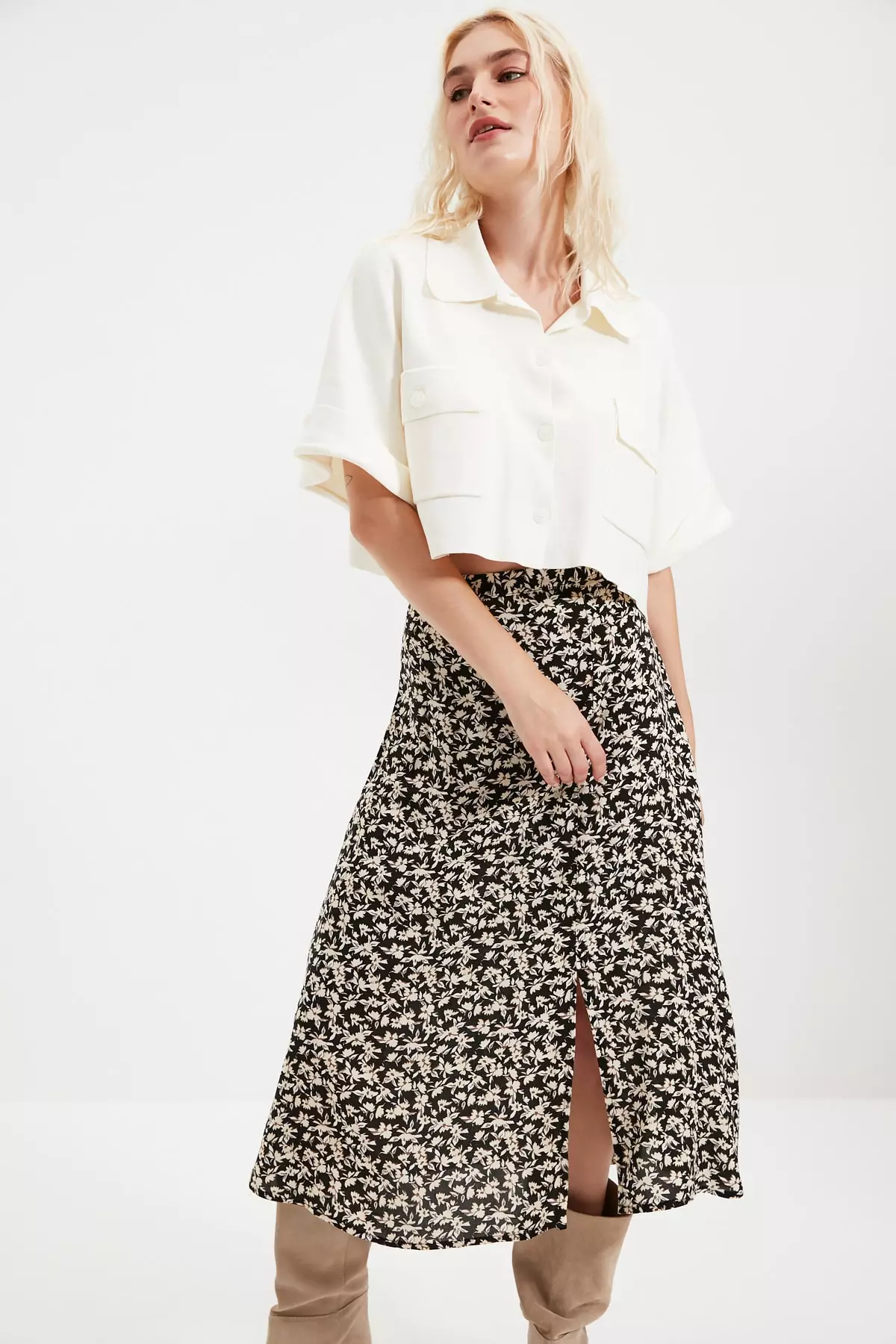 Slit Midi Skirt