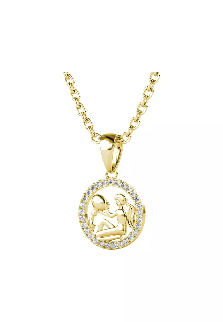 Her Jewellery Circlet Aries Pendant (Yellow Gold) - Luxury Crystal Embellishments plated with 18K Gold
