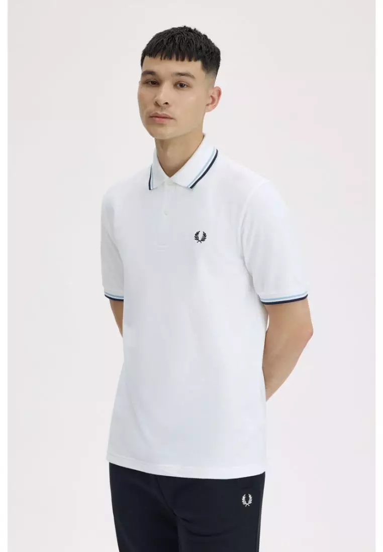 Fred Perry M12 Twin Tipped Fred Perry Shirt (White / Ice / Navy)