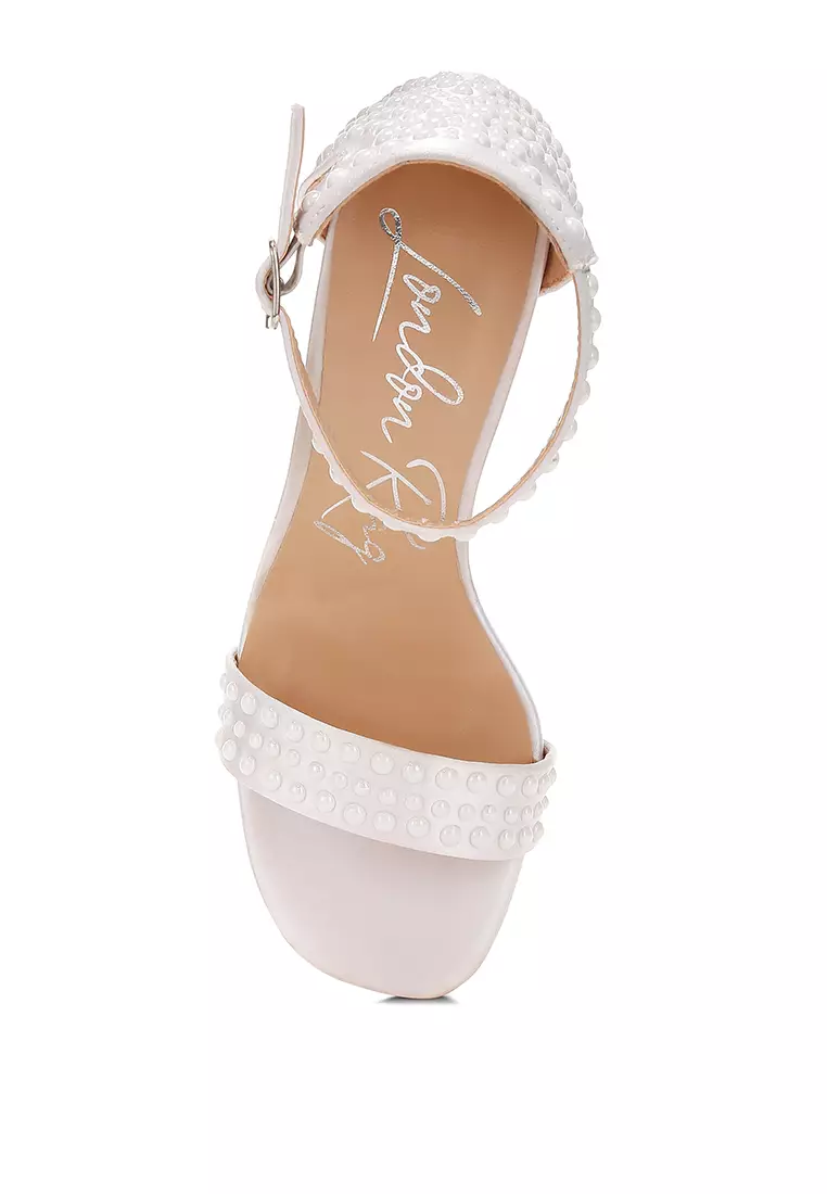 Buy London Rag Pearls Embellished Satin Sandals in Off White 2025