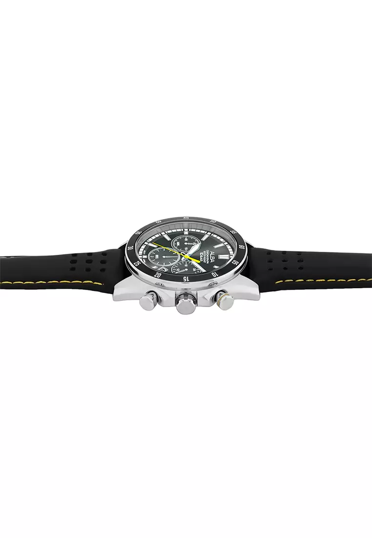 Alba - Jam Tangan Pria - AT3J33X1 Midnight Black Dial with Leather Straps Chronograph