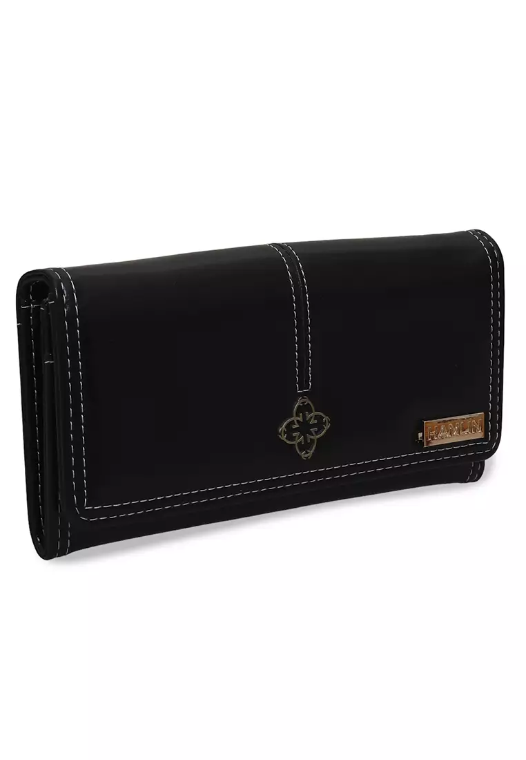 Dyara Dompet Lipat Wanita Long Design Casual Wallet Elegant Many Slot Material Leather ORIGINAL - Black