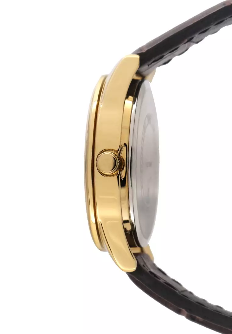 Casio Jam Tangan Wanita - Brown Gold Black - Leather Strap - LTP-V005GL-1BUDF