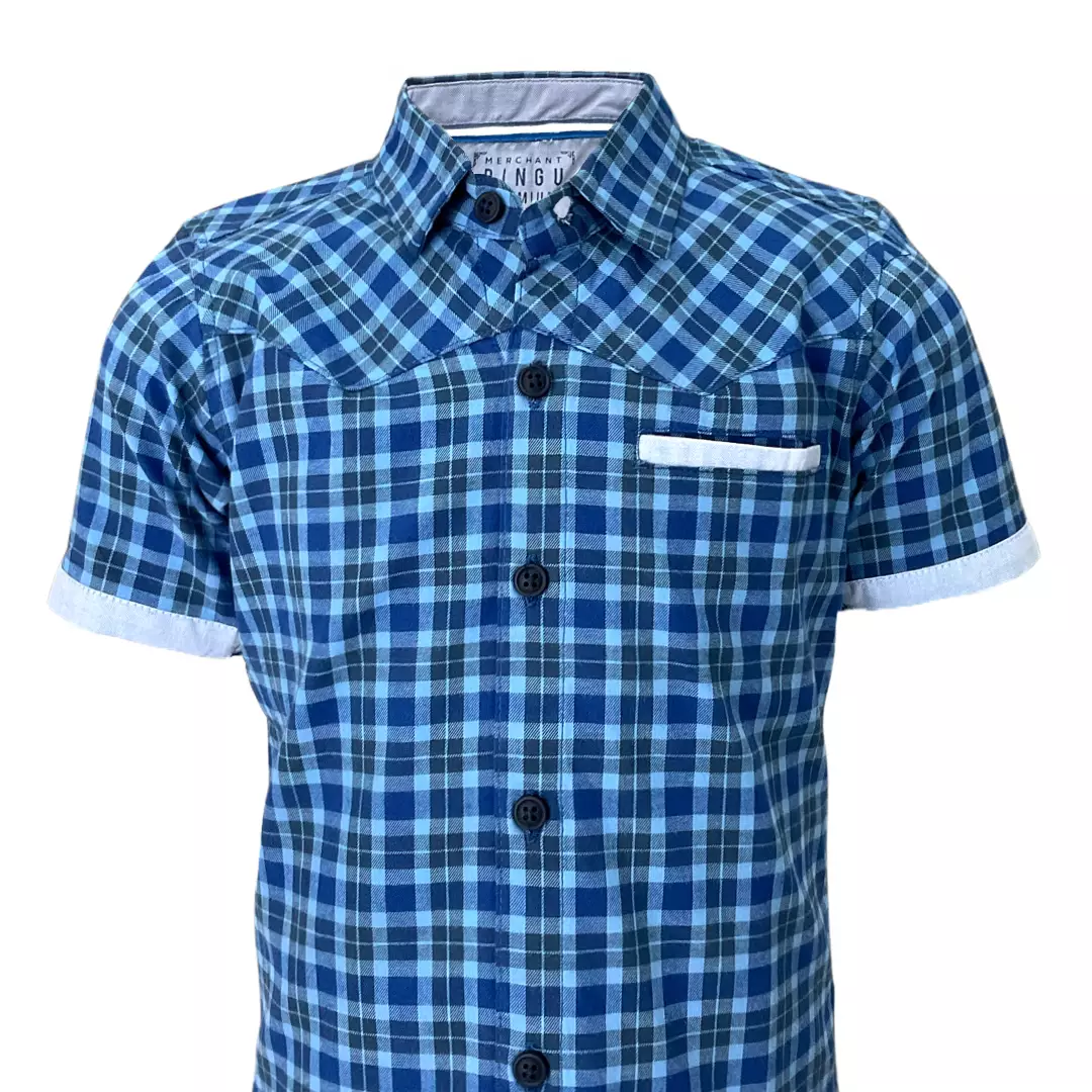Pingu Kemeja Anak Laki Laki Kotak-Kotak Pendek Navy 92208930